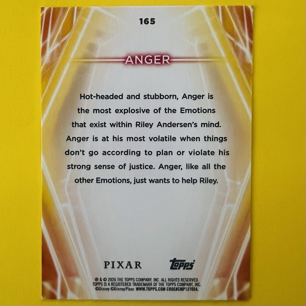 2026 Topps Disney Neon Anger #165 Pixar Base Card - Picture 3 of 3